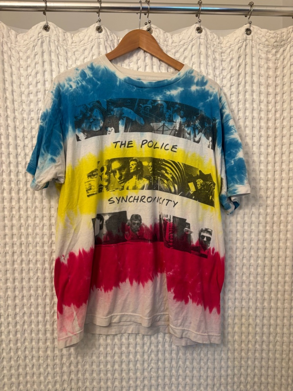 Vintage Police tee Blue White Tie-Dye